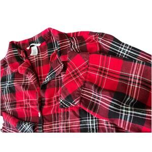 Victoria’s Secret Womens Red Plaid Flannel Sparkle Long Sleeve PJ Shirt Size Med